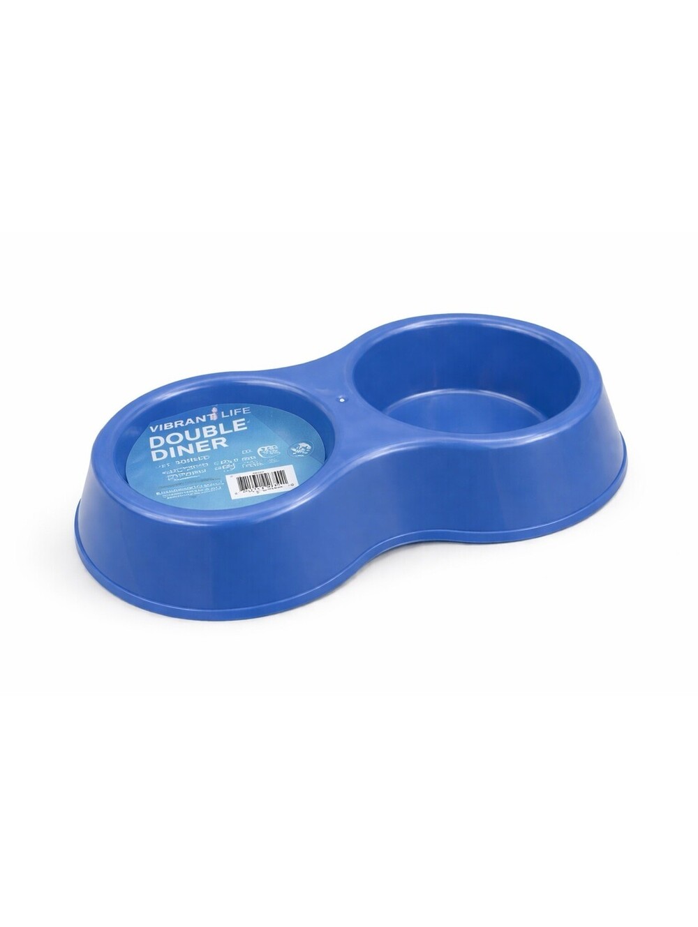 Vibrant Life Double Diner Blue Plastic Pet Bowls Dishwasher Safe,
